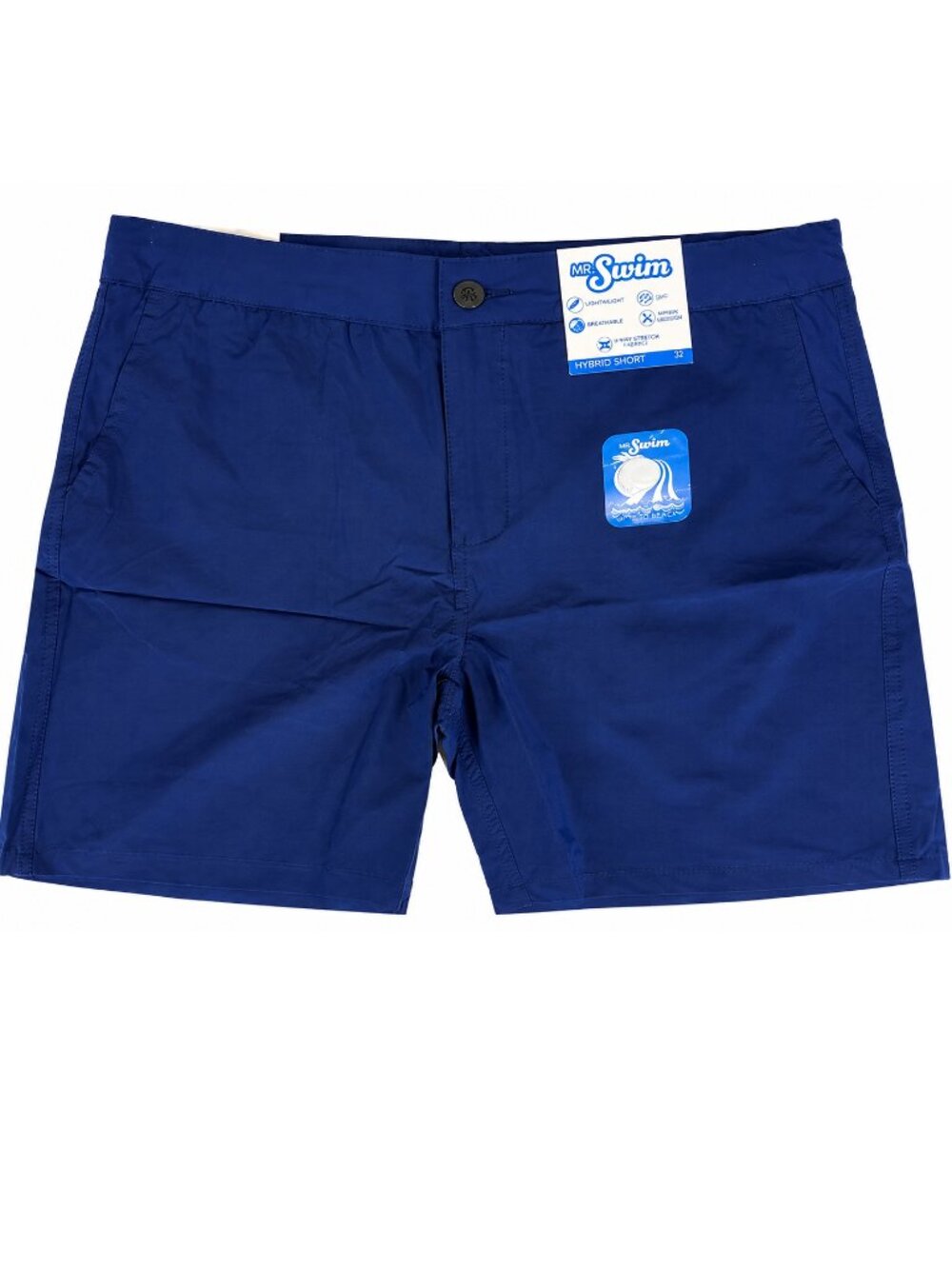Mr Swim Mens Size 38 Hybrid Shorts Blue 4 Way Stretch UPF Swim Travel NWT